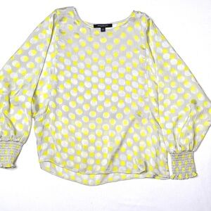 Marc New York Yellow Polka Dot Ballon Sleeve Blouse Size Medium